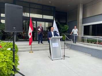 Windsor-Tecumseh MP Irek Kusmierczyk announces continued funding for the isolation and recovery centre in Windsor, August 22, 2022. 