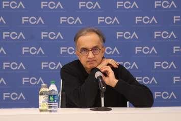 Fiat Chrysler Automobiles CEO Sergio Marchionne speaks to media at the 2018 North American International Auto Show in Detroit, January 15, 2018. Photo by Mark Brown/Blackburn News.