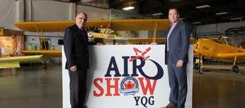John Robinson and Paul McCann announce Airshow YQG, March 24, 2017. (Photo by Maureen Revait) 