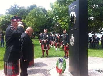 The Essex and Kent Scottish Regiment hold a memorial to honour the 72 anniversary of the Dieppe Raid. (Photo by Maureen Revait) 
