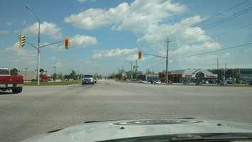 The intersection of Manning Rd and County Rd 22 at the Tecumseh-Lakeshore border is seen on May 18, 2017.  Photo by Mark Brown/Blackburn News.