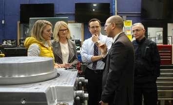 Minister Melanie Joly, MP Kate Young and MP Irek Kusmierczyk tour Laval Tool and Mould Ltd. February 12, 2020. (Photo by Maureen Revait)