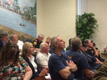 A number of firefighters attend the regular meeting of Amherstburg council on May 5, 2016. (Photo by Ricardo Veneza)
