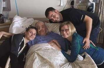 A photo of Don Brunelle surrounded by his family while recovering in the hospital courtesy of Brenda Brunelle.