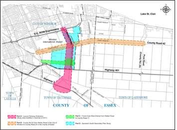 The study area of the Lauzon Parkway Environmental Screening Report. (Photo from Lauzonparkwayea.ca)