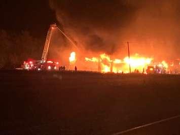Fire in Kingsville on October 10, 2021 (Photo via OPP Twitter)