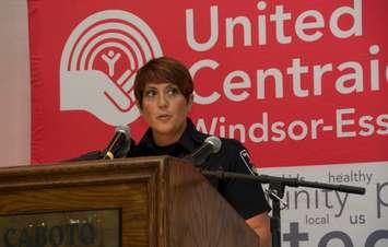 Constable Cealia Gagnon speaks at the Caboto Club in Windsor during the 2016 United Way Kickoff, September 30, 2016. (Photo courtesy of United Way/Centraide Windsor-Essex County)