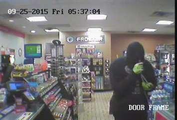 Surveillance video of Harrow robbery suspect. September 30, 2015 (Photo provided by Essex OPP)