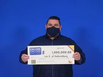Lee Evans of Amherstburg wins big on an Encore prize. (Photo supplied by OLG)