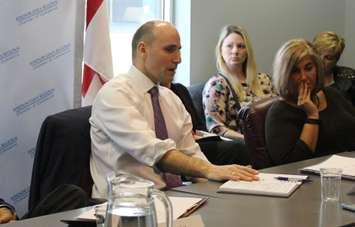 Minister of Families, Children and Social Development Jean-Yves Duclos  speaks at a Windsor Essex Regional Chamber of Commerce round table discussion, March 22, 2017. (Photo by Maureen Revait) 