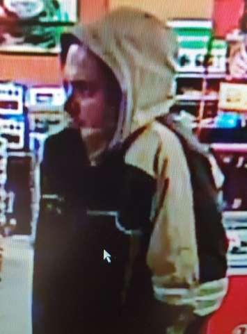 Suspect in a convenience store robbery on Seminole St., March 30, 2017. (Photo courtesy the Windsor Police Service)