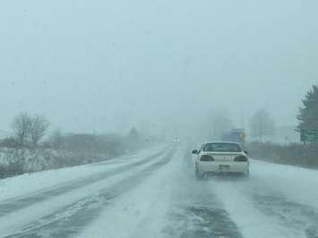 Poor road conditions on Highway 3 between Leamington and Kingsville. 