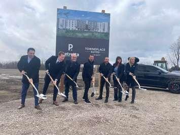 Official groundbreaking of the Towneplace Suites hotel in Tecumseh, March 20, 2024. (Photo by Maureen Revait)  