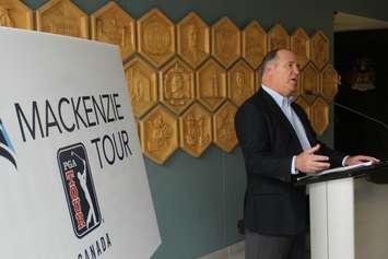Jeff Monday, president of PGA Tour Canada, announces the Windsor Championship at the old Windsor City Hall on February 16, 2018. Photo by Mark Brown/Blackburn News.