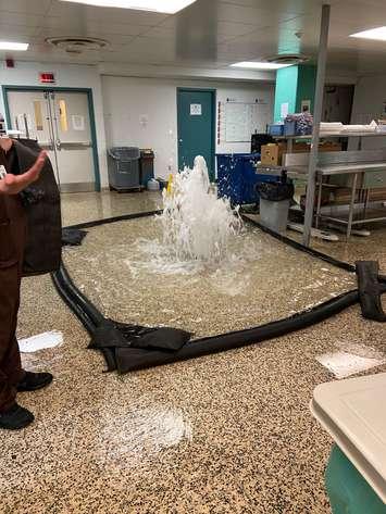 Flooding at Windsor Regional Hospital. (Photo via Windsor Regional Hospital)
