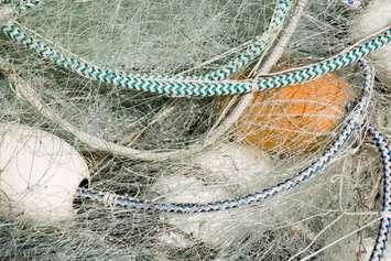 Photo of a fishing net with white floats. (Photo courtesy of © Can Stock Photo / thepoeticimage)