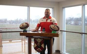  Windsor Rogues Rugby Football Club President Scott Murphy at the grand opening of their new clubhouse, March 31, 2023. (Photo by Maureen Revait) 