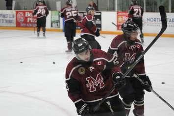 Chatham Maroons players warm up, October 16, 2015 (Photo by Jake Kislinsky)