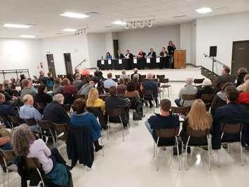 Perth-Wellington federal candidates at an all candidates meeting in Moorefield on October 3, 2019. (Photo by Adam Bell)