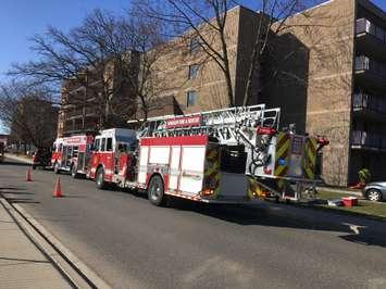 Windsor Fire and Rescue Service on the scene of an apartment fire on McDougall St. April 20,2018. (Photo by Maureen Revait) 
