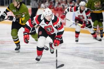 Matthew Maggio, with the Ottawa 67s, traded to the Windsor Spitfires on June 25, 2019. Photo courtesy of Valerie Wutti, OHL Images