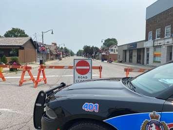 Road closure in Wheatley on July 19, 2021 (Photo via Chatham-Kent Police Service)
