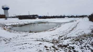 A retention pond is shown in Lakeshore, January 25, 2021. Photo provided by the Municipality of Lakeshore.