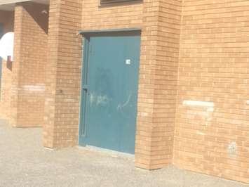 A back door at Queen of Peace Catholic Elementary School. Photo taken March 30, 2015. (Photo by Ricardo Veneza)