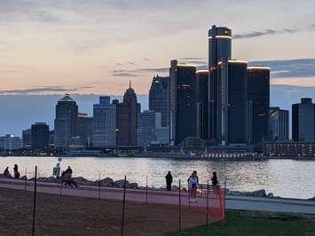 The Detroit skyline is seen on April 7, 2021. Photo by Mark Brown/WindsorNewsToday.ca