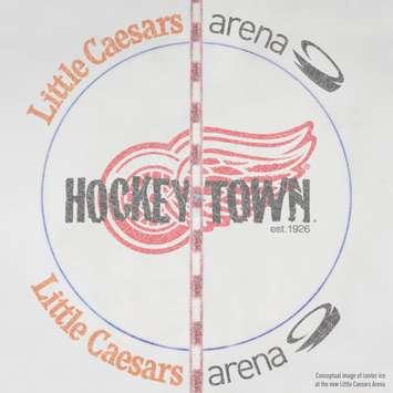 Conceptual image of centre ice at the new Caesars Arena. (provided by the Detroit Red Wings)