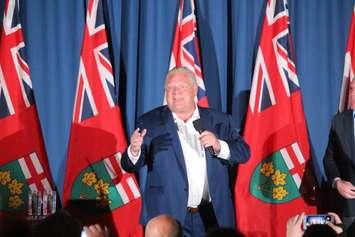 Ontario PC leader Doug Ford speaks to a crowd at the Fogolar Furlan Club in Windsor, May 31, 2018. Photo by Mark Brown/Blackburn News.