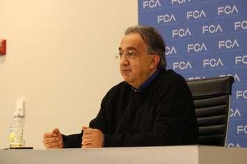 Fiat Chrysler Automobiles CEO Sergio Marchionne speaks to the media at the North American International Auto Show, January 12, 2015. (photo by Mike Vlasveld)