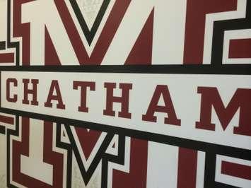 The Chatham Maroons crest found at Chatham Memorial Arena. Photo taken August 17, 2014. (Photo by Ricardo Veneza)