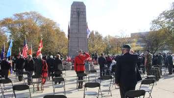 Remembrance Day ceremony at the downtown Windsor cenotaph, November 11, 2021. (Photo by Maureen Revait) 
