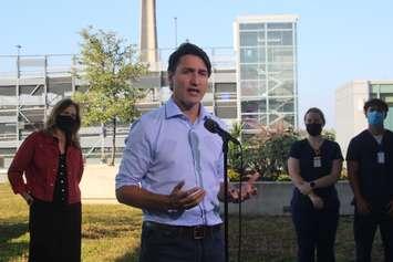 Liberal leader Justin Trudeau makes campaign stop in Windsor, September 17, 2021. (Photo by Maureen Revait)