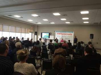 An information session on the planning process for a new single-site hospital and realigning of healthcare services in Windsor-Essex is held at the Libro Centre in Amherstburg on April 13, 2016. (Photo by Ricardo Veneza)