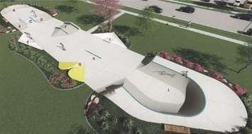 An artist rendering of the new skatepark in Leamington.  (Photo courtesy of the Municipality of Leamington)