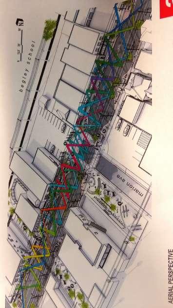 An architectural rendering of a proposed "canopy" over Wyandotte St E in Windsor. Sketch by Architecttura, provided by the City of Windsor.
