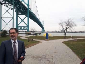 Windsor West MP Brian Masse near the Ambassador Bridge on April 13, 2018. Photo by Mark Brown/Blackburn News.