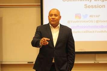 Minister for Child and Youth Services and Minister Responsible for Anti-Racism speaks in Windsor, June 6, 2017. (Photo by Maureen Revait) 