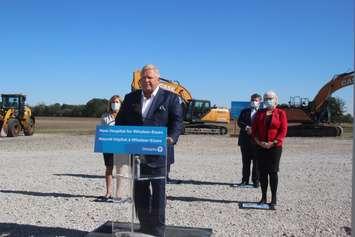Ontario Premier Doug Ford at the site of the new acute care hospital, October 18, 2021. (Photo by Maureen Revait) 