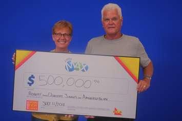 Robert and Dorothy James won $500,000 in the July 6 LOTTO MAX draw. (Photo courtesy of OLG)