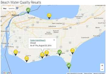 The Windsor-Essex County Health Unit water testing results for August 26, 2016

