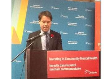 Health minister Dr. Eric Hoskins announces $1.2-million in funding for a new mental health and addiction crisis centre in London. Photo by Miranda Chant, BlackburnNews.com