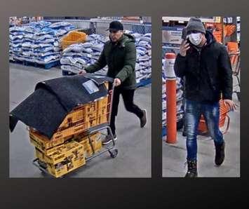 Suspected tool thieves are shown in a security camera image in Windsor on January 17, 2023. Image provided by Windsor police.