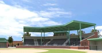 (An artist's rendering of the new grandstand at LaCasse Park in Tecumseh, courtesy of the Town of Tecumseh)