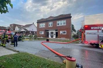 Windsor firefighters on scene of an apartment fire on Pillette Road. October 4, 2021. (Photo courtesy of @_OnLocation_ on Twitter)