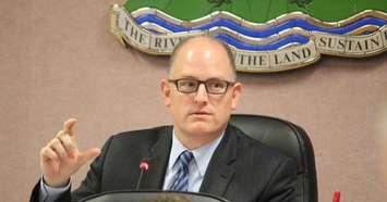 Windsor Mayor Drew Dilkens during budget deliberations, January 23, 2017. (Photo by Maureen Revait) 