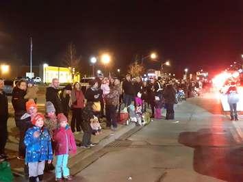 A crowd awaits the arrival of Santa Claus along Lesperance Road in Tecumseh, November  22, 2019. Photo by Mark Brown/WindsorNewsToday.ca.