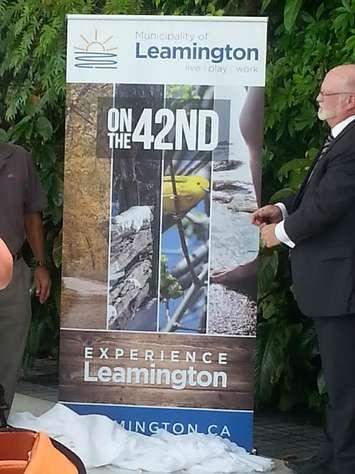 Leamington Mayor John Paterson unveils a new summer event, June 3, 2016.  Photo by Arlene Sinasac.
